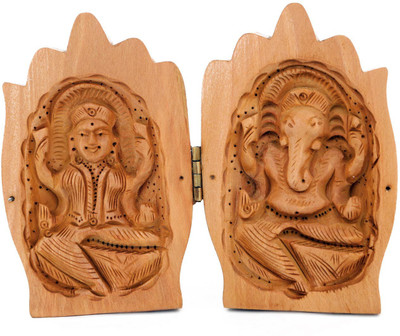 

KOLAMBAS Wooden HAND WITH GANESHA & LAXMI Home Decorative Handicraft Gift Decorative Showpiece - 10 cm(Wooden, Beige)