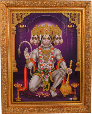 

BM Traders Golden Zari Work Photo Of Panch Mukhi Hanuman In Golden Frame Decorative Showpiece - 35.56 cm(Wooden, Multicolor)