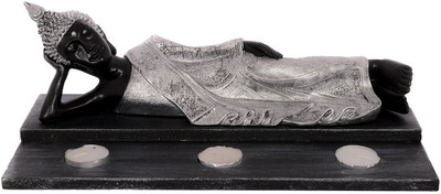 

eCraftIndia Divine Reclining Buddha Decorative Showpiece - 13.97 cm(Polyresin, Wooden, Silver, Black)