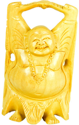 

SC Handicrafts Laughing Buddha Decorative Showpiece - 13 cm(Wooden, Beige)
