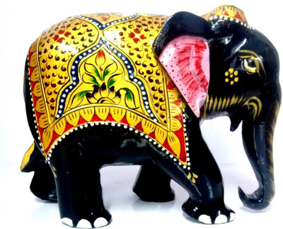 

Craft International Wooden Elephant Painted Statue - 5 Inch Decorative Showpiece - 13 cm(Wooden, Multicolor)