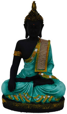 eCraftIndia Meditating Lord Buddha - Green Decorative Showpiece - 27.94 cm(Polyresin, Green, White)
