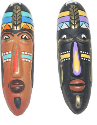 

Sarvsiddhi Terracotta Tribal Couple Mask Decorative Showpiece - 3 cm(Terracotta, Multicolor)