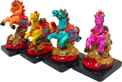 

Starstell Fengshui Four Running Horse Set of 4 Horses for Success & Victory Decorative Showpiece - 7 cm(Polyresin, Multicolor)