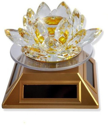 

Gooddeals Home Car décor Gorgeous Crystal Lotus on autorotating solar stand Decorative Showpiece - 10 cm(Crystal, Yellow)