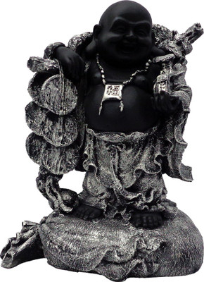 

Art N Hub Laughing Buddha - Handicraft Decor Statue (H-38cm) Decorative Showpiece - 38 cm(Polyresin, Black, Silver)