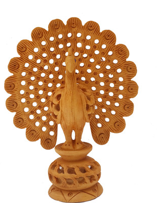 

DivineCrafts Decorative Jaali Dancing Peacock Decorative Showpiece - 10.16 cm(Wooden, Brown)