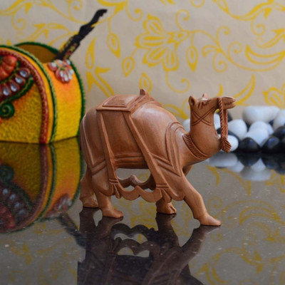 

eCraftIndia Camel Decorative Showpiece - 7.62 cm(Wooden, Brown)