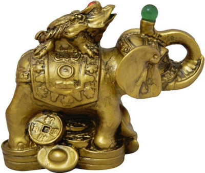 

Ripe India Vastu Feng Shui Money Frog On Elephant Decorative Showpiece - 6.5 cm(Polyresin, Green)
