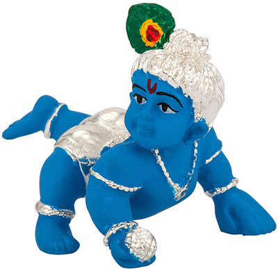 

Siri Creations Krishna idol Foil and Enamel Decorative Showpiece - 5 cm(Silver Plated, Blue, Silver)