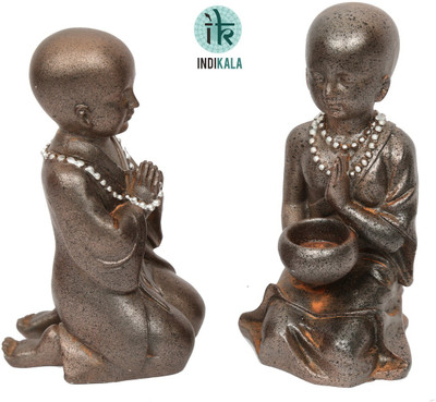 

NG Art Ventura Bhikshu (Monk) Pair Decorative Showpiece - 11 cm(Iron, Grey)