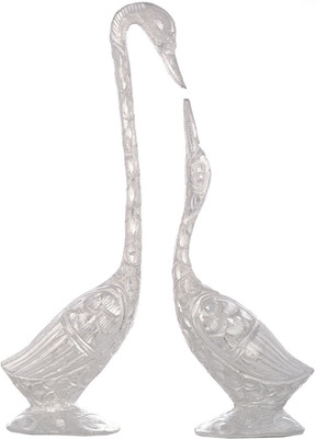 

Set of 2 Metal Swan Decorative Showpiece - 17.50 cm(Aluminium, Silver)