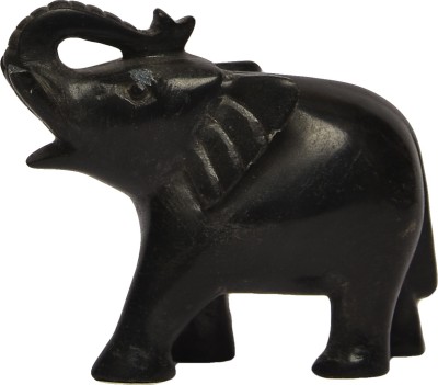 Artist Haat Natural black stone Elephant Sculpture Hand Carved Decorative Showpiece  -  8 cm(Stone, Black)