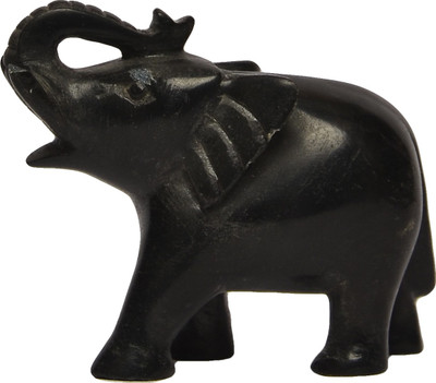 Artist Haat Natural black stone Elephant Sculpture Hand Carved Decorative Showpiece  -  8 cm(Stone, Black)