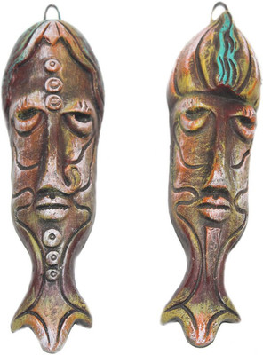 

Sarvsiddhi Terracotta Hawaian Couple Mask Decorative Showpiece - 5 cm(Terracotta, Multicolor)