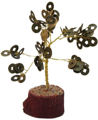 

Sanshiv Fengshui Lucky Coin Tree For Wealth Decorative Showpiece - 18 cm(Wooden, Polyresin, Brown)