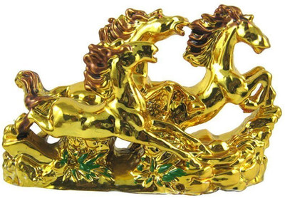 

Varanasi Enterprises fengshui / vastu charmed golden victory horse Decorative Showpiece - 14 cm(Polyresin, Multicolor)