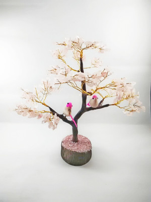 

Samriddhi Vastu Rose Quartz Crystal Gems Tree For Love Decorative Showpiece - 24 cm(Crystal, Wooden, Pink, Brown)