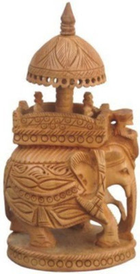 

Ruchi World Wooden Hand Carved Painted Elephant Handicraft Decorative Showpiece - 4 cm(Wooden, Brown)