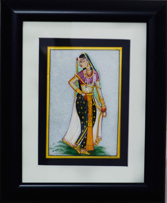 

eCraftIndia Beautiful Ragini Marble Painting (Wooden Framed) Decorative Showpiece - 27.94 cm(Stoneware, Wooden, Multicolor)