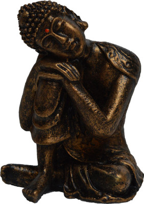 

eCraftIndia Resting Buddha on Knee Decorative Showpiece - 7.62 cm(Polyresin, Brown)