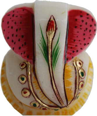 

Craft International Marble Ganesha Gold Painted for Home & Car Decor - 2 Inch Decorative Showpiece - 6 cm(Stoneware, White)