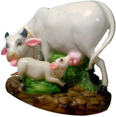 

Divine Temples Cow & Calf Decorative Showpiece - 18 cm(Polyresin, Multicolor)