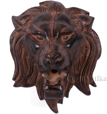 

Collectible India Large Faux Taxidermy Lion Head Metal Wall Hanging Sculpture Antique Finish Decorative Showpiece - 37.5 cm(Aluminium, Multicolor)