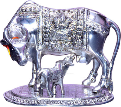 

VAAH Cow With Calf Big Decorative Showpiece - 17.5 cm(Aluminium, Silver)