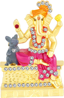 

Kulin Mushak God Ganesh | Ganpati | Lord Ganesha Idol - Statue Gift item Decorative Showpiece - 3.9 cm(Gold Plated, Multicolor)