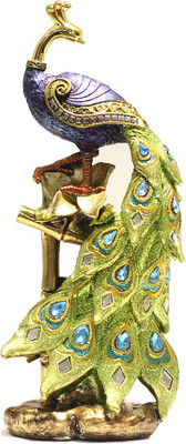 

X-Gift Aramani color full peacock Decorative Showpiece - 32 cm(Polyresin, Green)