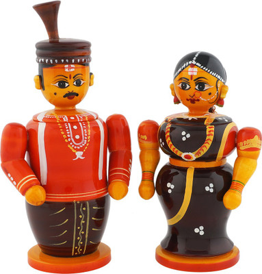 

Anuradha Bride and Groom Box New Decorative Showpiece - 11 cm(Wooden, Multicolor)