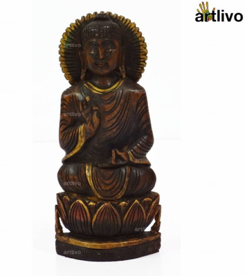 Artlivo Popart Wooden Buddha Black Decorative Showpiece - 20 cm(Wood, Multicolor) Artlivo Popart Wooden Buddha Black Decorative Showpiece - 20 cm(Wood, Multicolor)