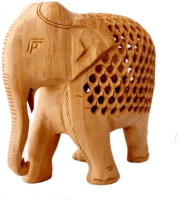 

Amazing India Hand Carved Elephant Wooden Statue Jali Figurine Figurine Decorative Showpiece - 13.5 cm(Wooden, Brown)