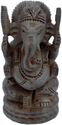 

Monil Fine Carved Lord Ganesha Design Wooden Gift -167 Decorative Showpiece - 10 cm(Wooden, Brown)