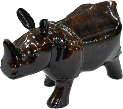 

Karukraft Rhinoceros Decorative Showpiece - 9 cm(Wooden, Brown)
