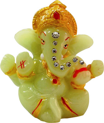 

ManeKo Hindu God Idol Radium Mukut Ganesh Temple for Car Dashboard Decorative Showpiece - 8 cm(Ceramic, Multicolor)