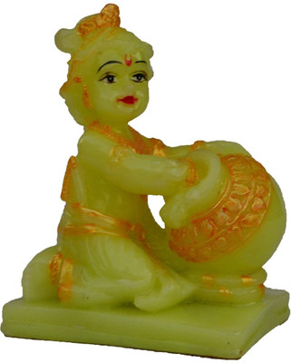 

eCraftIndia Glowing Bal Gopal - Makhan Chor Decorative Showpiece - 8.89 cm(Polyresin, Yellow)