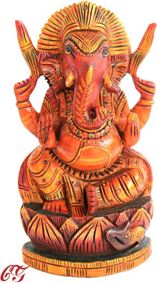 

Craft International Wooden Ganesh Statue Painted - 6 Inch Decorative Showpiece - 15 cm(Wooden, Brown)