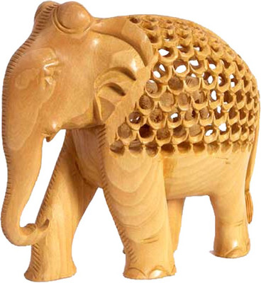 

ByCue Wooden Jali Elephant Decorative Showpiece - 3 cm(Wooden, Brown)