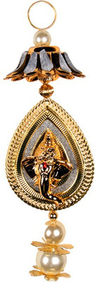 

Purpledip Car Mirror Hanging and Wall Hanging Ganesha Decorative Showpiece - 22 cm(Aluminium, Gold)