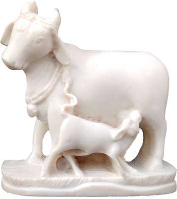 

Shivani Art Cow and Calf Statue - Hand Made - Best Gift - Home Decor Decorative Showpiece - 6 cm(Polyresin, White)