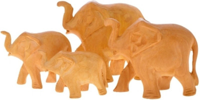 

Ruchi World Wooden Handicraft Home Decor Elephant Set Decorative Showpiece - 8 cm(Wooden, Brown)