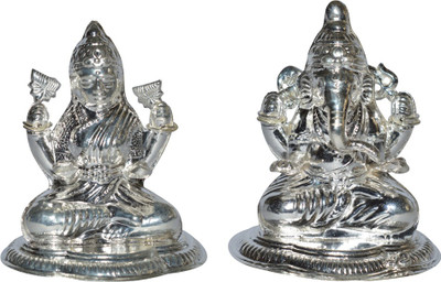 

Kataria Jewellers Lakshmi ganesha Decorative Showpiece - 8.5 cm(Silver, Silver)