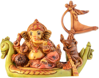JaipurCrafts Lord Ganesha Sitting On Swan Decorative Showpiece  -  13 cm(Stone, Multicolor)