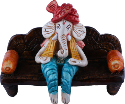 

The Nodding Head Aaram Ganesh (Blue) Decorative Showpiece - 13 cm(Polyresin, Multicolor)