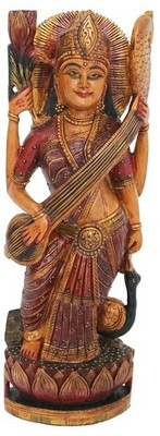 

Craft International Saraswati Decorative Showpiece - 30.5 cm(Wooden, Multicolor)