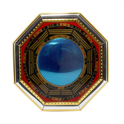 

Vastu Art Vastu, Feng Shui, Pakwa Mirror For Protection And Remove Out Side Negetive Energy Decorative Showpiece - 15 cm(Wooden, Blue)