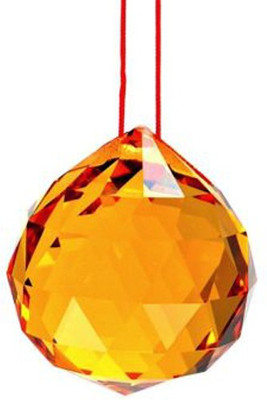 

7 Ocean Feng Shui Yellow Crystal Ball Decorative Showpiece - 5 cm(Crystal, Yellow)