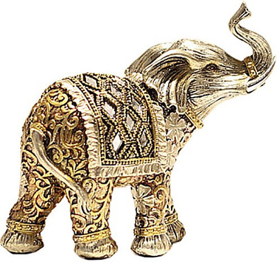 

X-Gift Aramani Golden color elephant Decorative Showpiece - 13 cm(Polyresin, Gold)